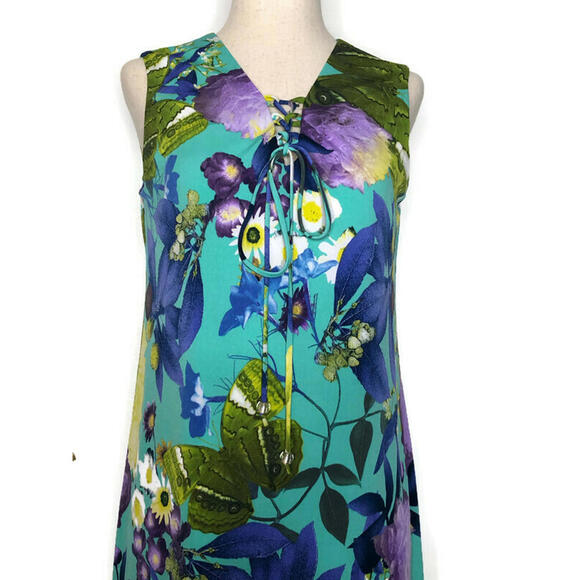 Vintage Regina Kravitz Stitch NY Floral Sleeveless Shift Dress V Neck Lined XS - Picture 2 of 9